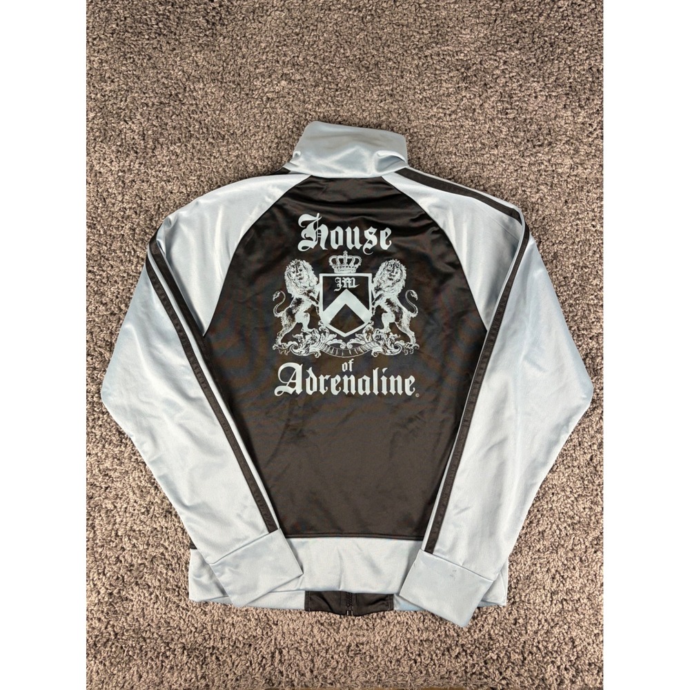 Juicy Couture Men Track Jacket House of Adrenaline Blue Black Y2K Crest Size M